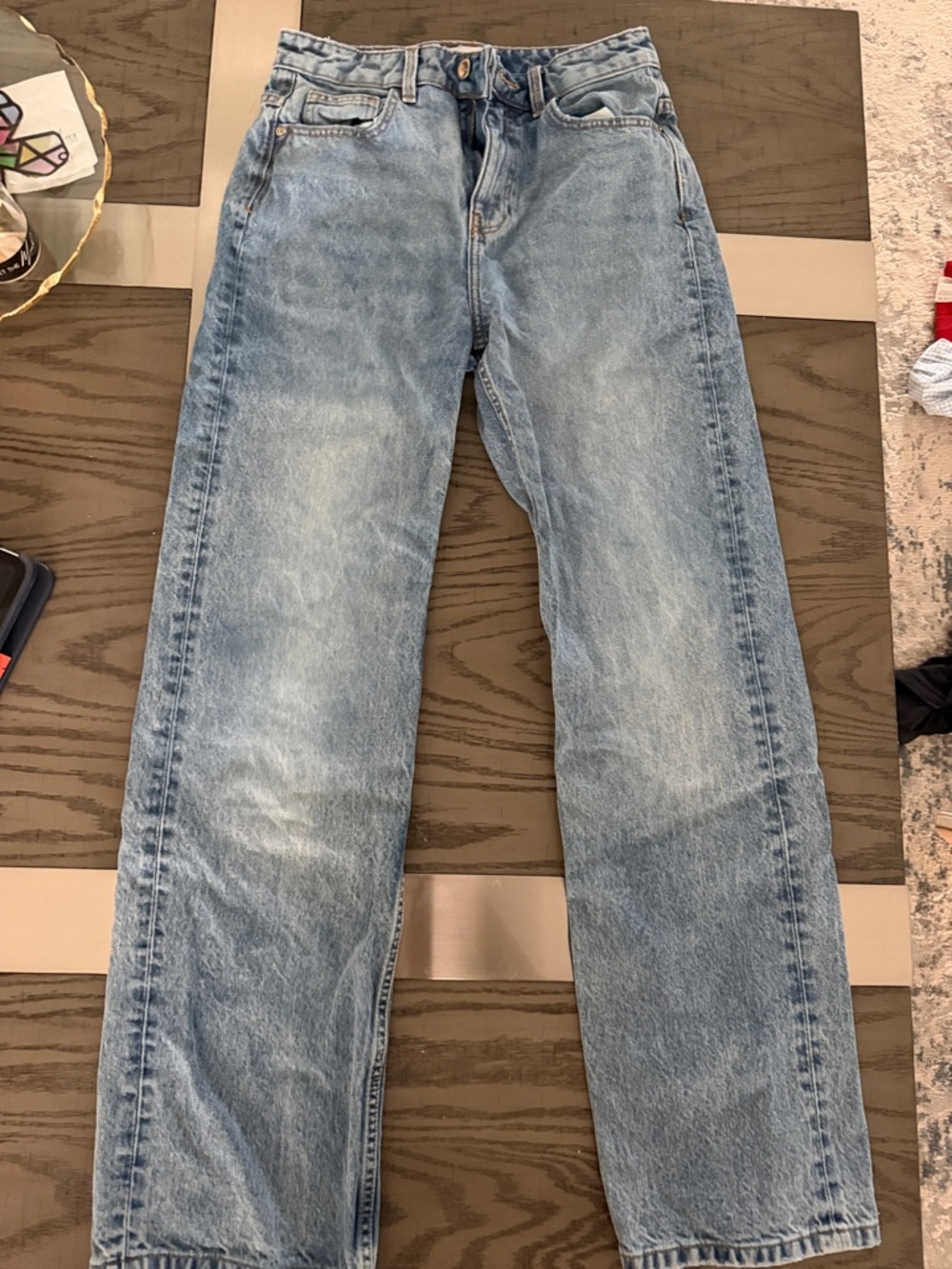 Zara Light Blue Straight Leg Jeans